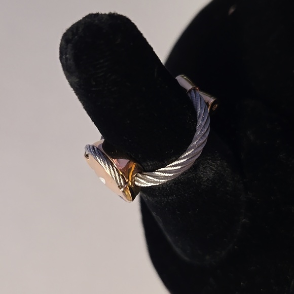 Charriol Silver Cable Ring With Gold and Enamel Flower Design - Picture 3 of 10